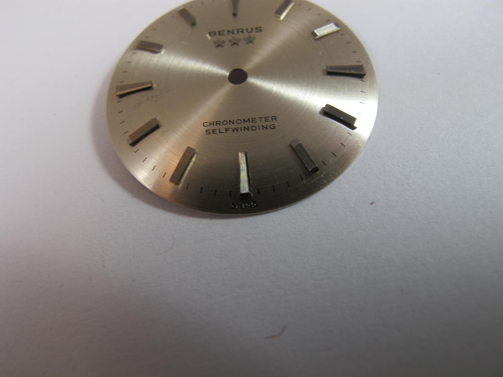 BENRUS 3 STAR SILVER DIAL FOR SLEF WINDING CHRONOMETER 28MM OLD STOCK