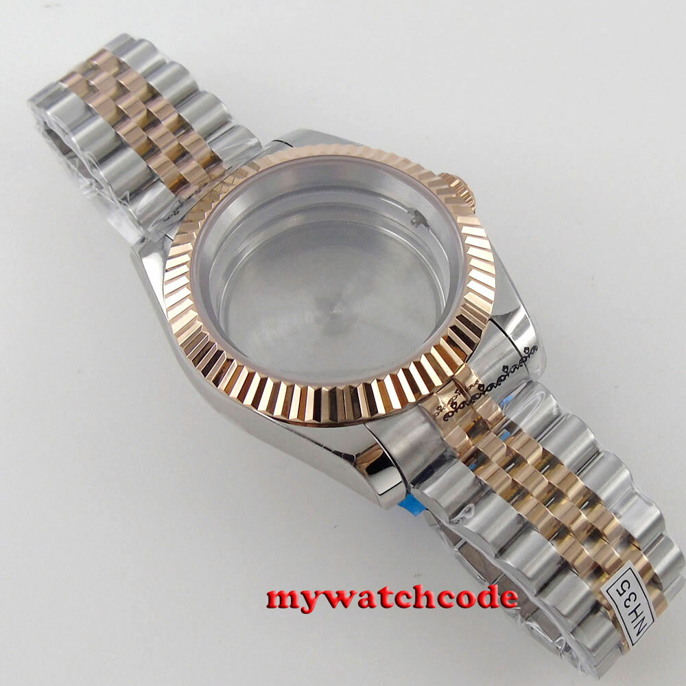 40mm sapphire glass two tone Watch Case fit NH35 NH36 eta 2824 8215 movement