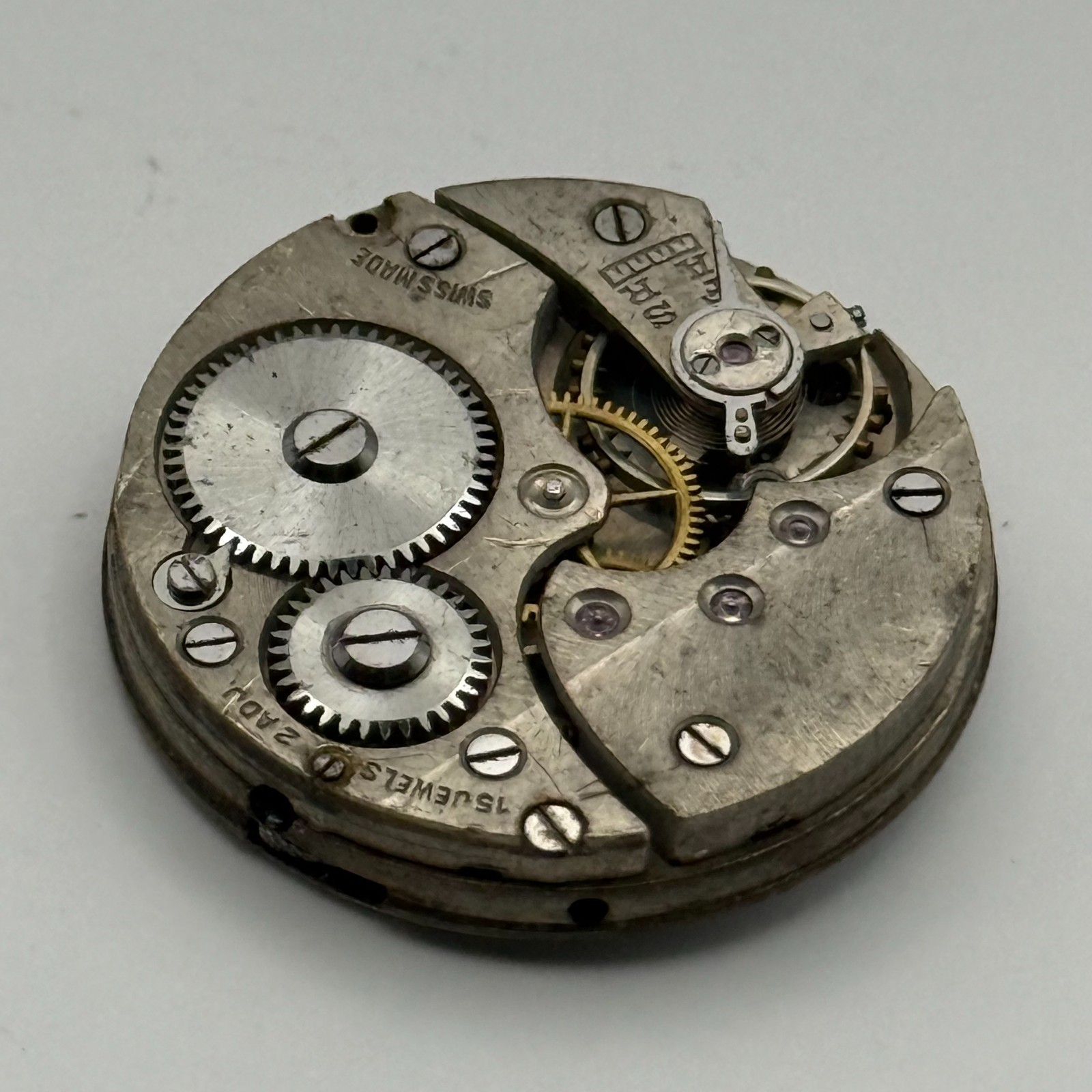 15 Jewels Trench Watch Movement Sub Seconds Swiss Manual Wind Vintage Parts 27mm