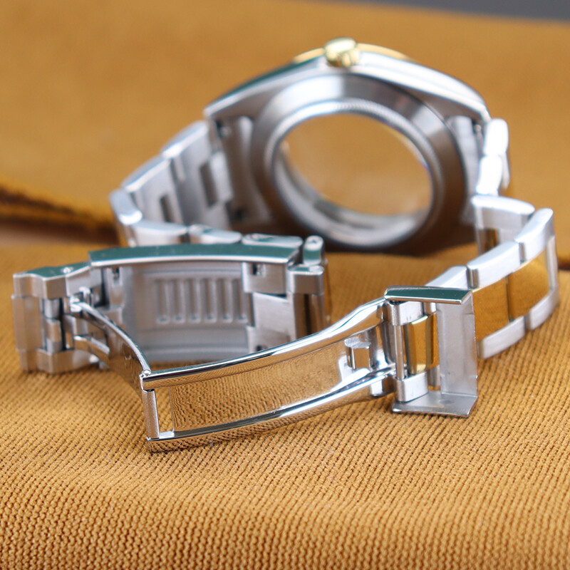 36/40mm Silver And Gold log Watch Cases oyster Band For Seiko NH35 Nh36 Movement