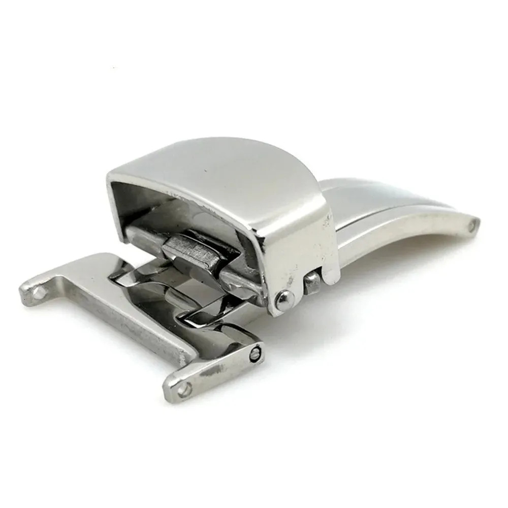 14-22mm Solid Stainless Steel Butterfly Deployment Clasp Silver Watch Buckle