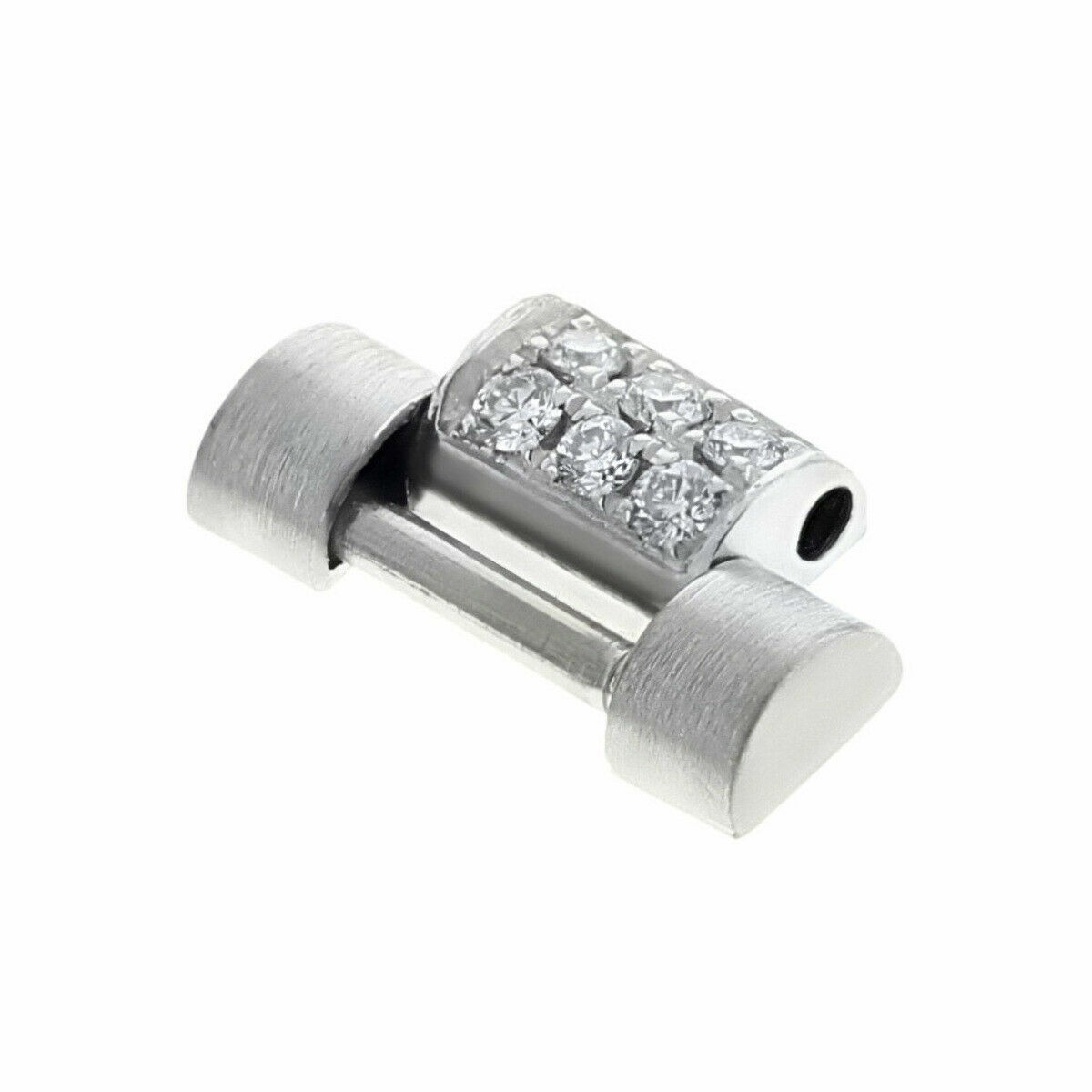 10MM LADIES 18K WHITE GOLD WATCH BAND LINK FOR ROLEX WITH 6 NATURAL DIAMONDS