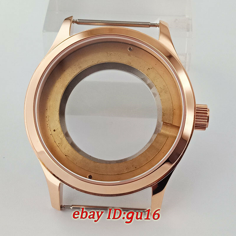 42mm Rose Gold Steel Watch Case Fit ETA 2836,Mingzhu/DG2813,Miyota 82 Series