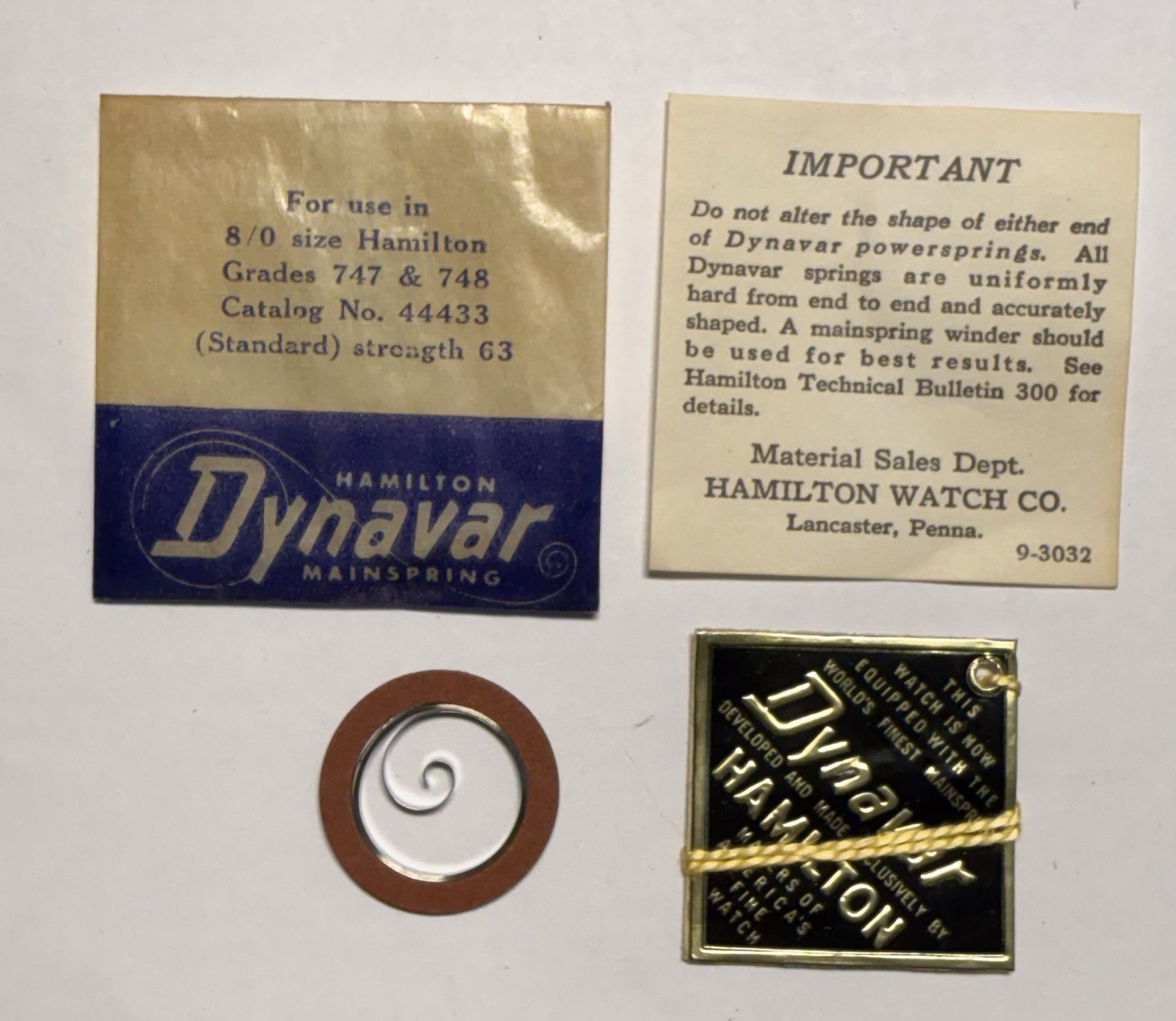 NOS Genuine Hamilton 8/0 Dynavar Alloy Cat. # 44433 Mainspring Cal. 747 & 748