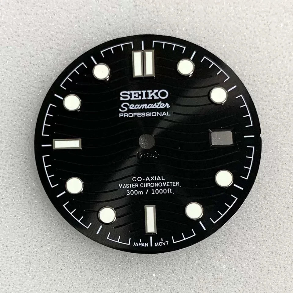 31.8mm Black Watch Dial+Hands Green Luminous for NH35 NH36 Movement Watch Parts
