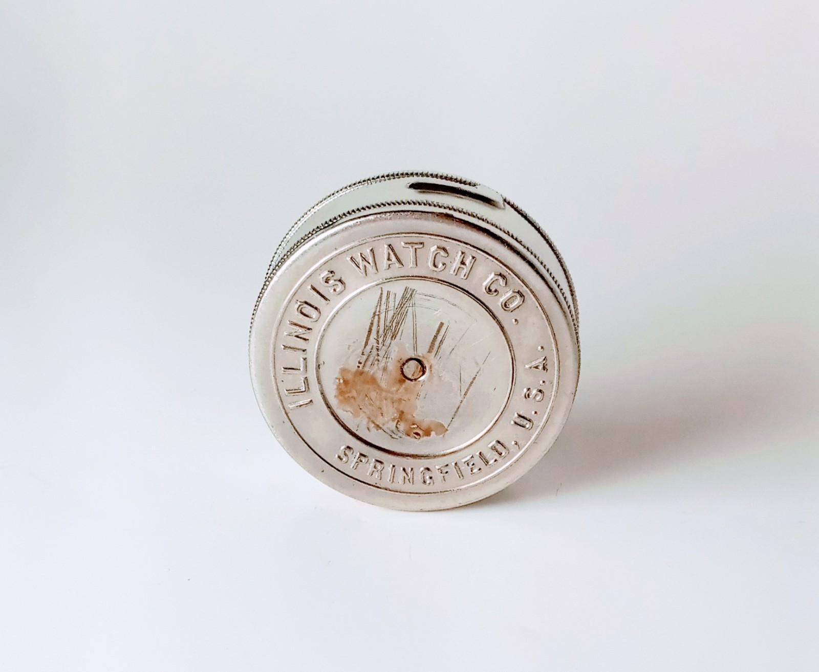 VTG Illinois Watch Company Springfield USA Metal Pocket Watch Shipping Tin