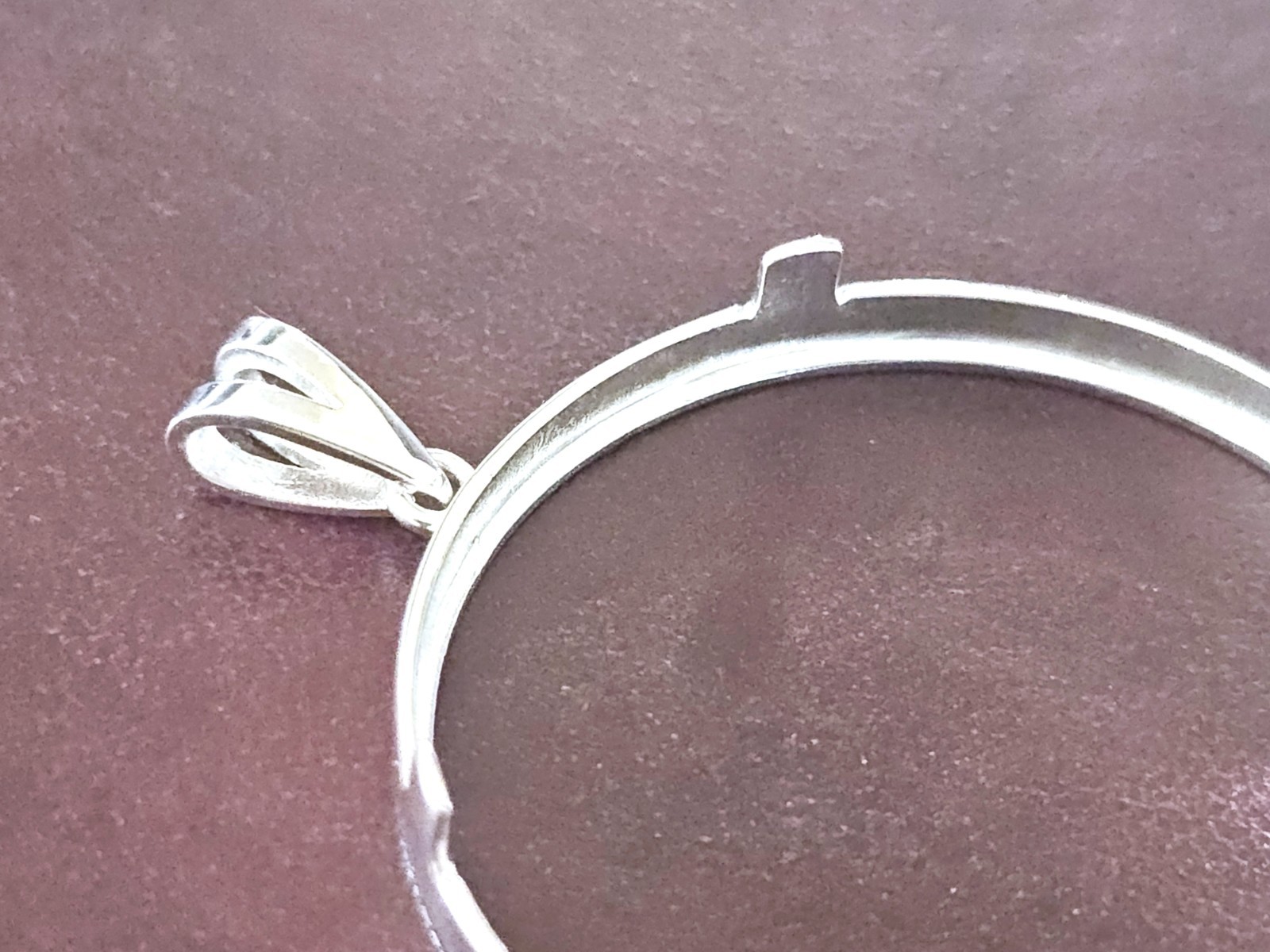 925 Sterling Silver Prong Back Simple Bezel for 39mm 1 oz Silver Rounds Casino