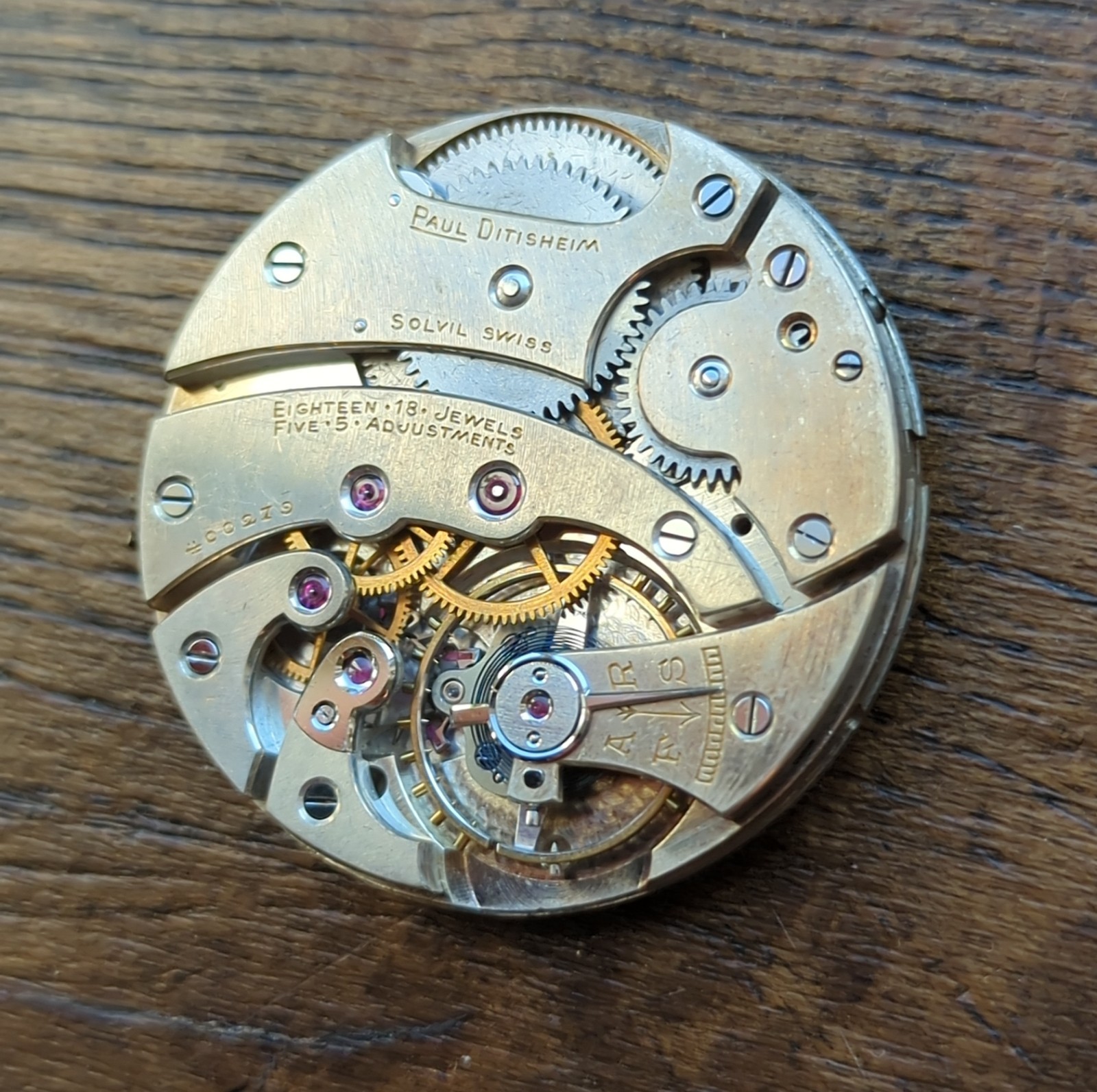 Paul Ditisheim 18J 5 Adjustments Pocket Watch Movement Ticking (G75)