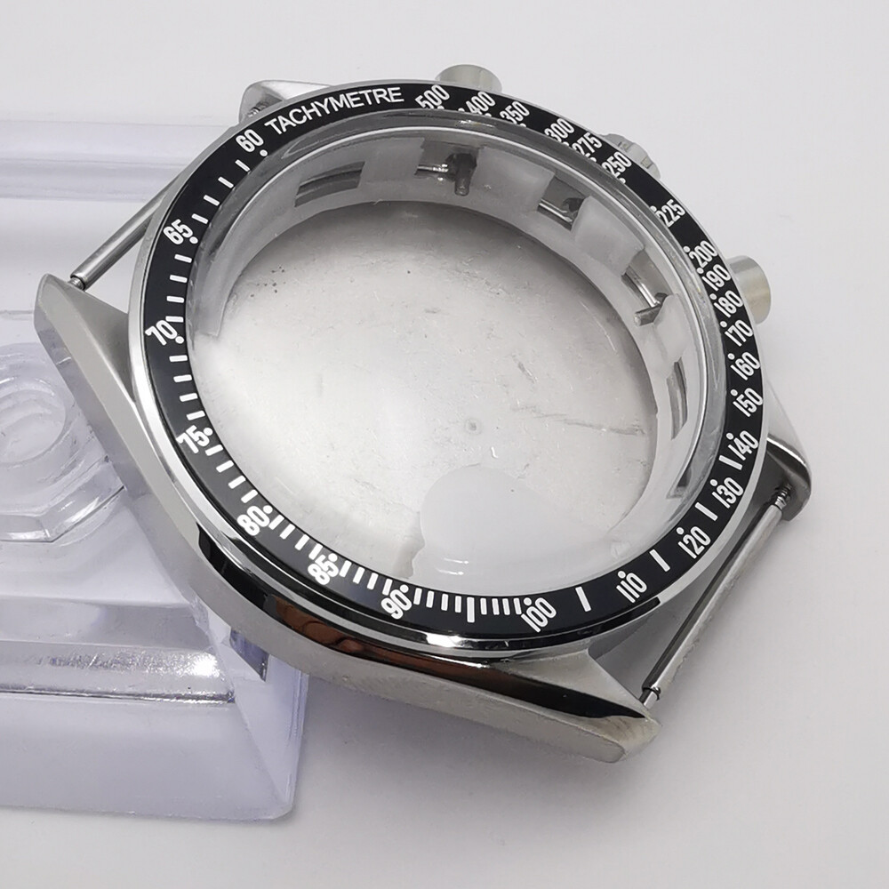 41mm Stainless Steel Watch Case Dial Hands Fit VK63 Chronograph Quartz Movement