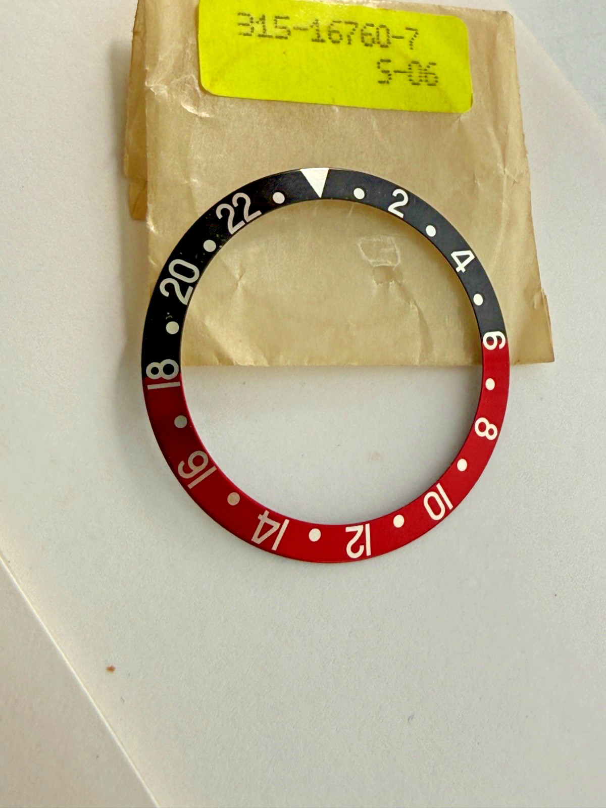 ROLEX GENUINE GMT COKE BEZEL INSERT Part# B315-16760-7-A1 For 16710 16700 16760