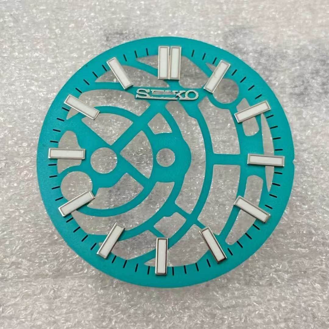 28.5mm Cutout Watch Dial Green Lume for Nh70 NH72 Movement Watch Parts S Logo