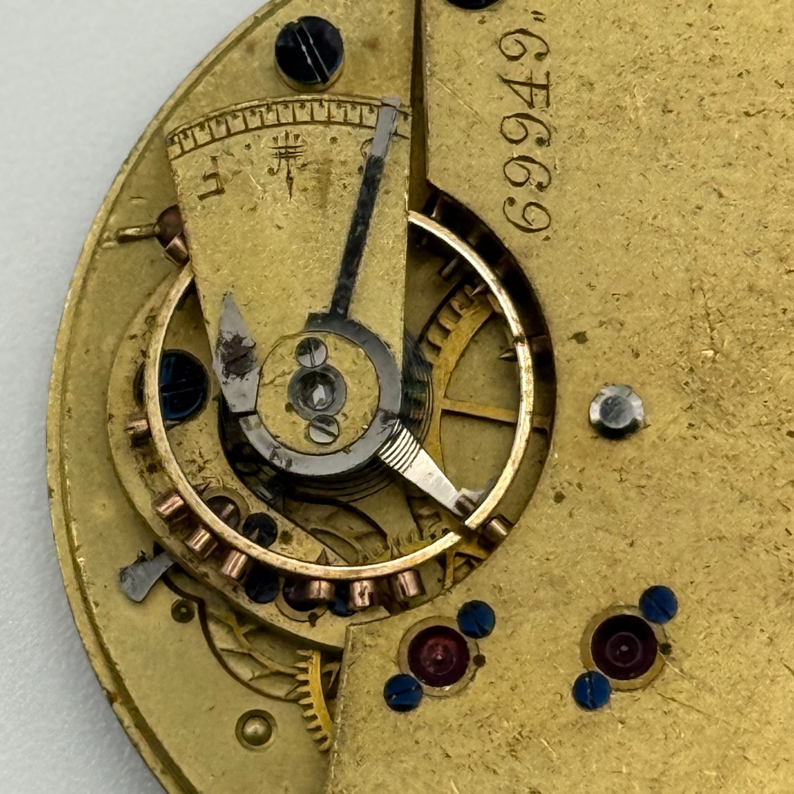 English Lever Pocket Watch Movement – Unidentified – Parts / Repair 35.7mm