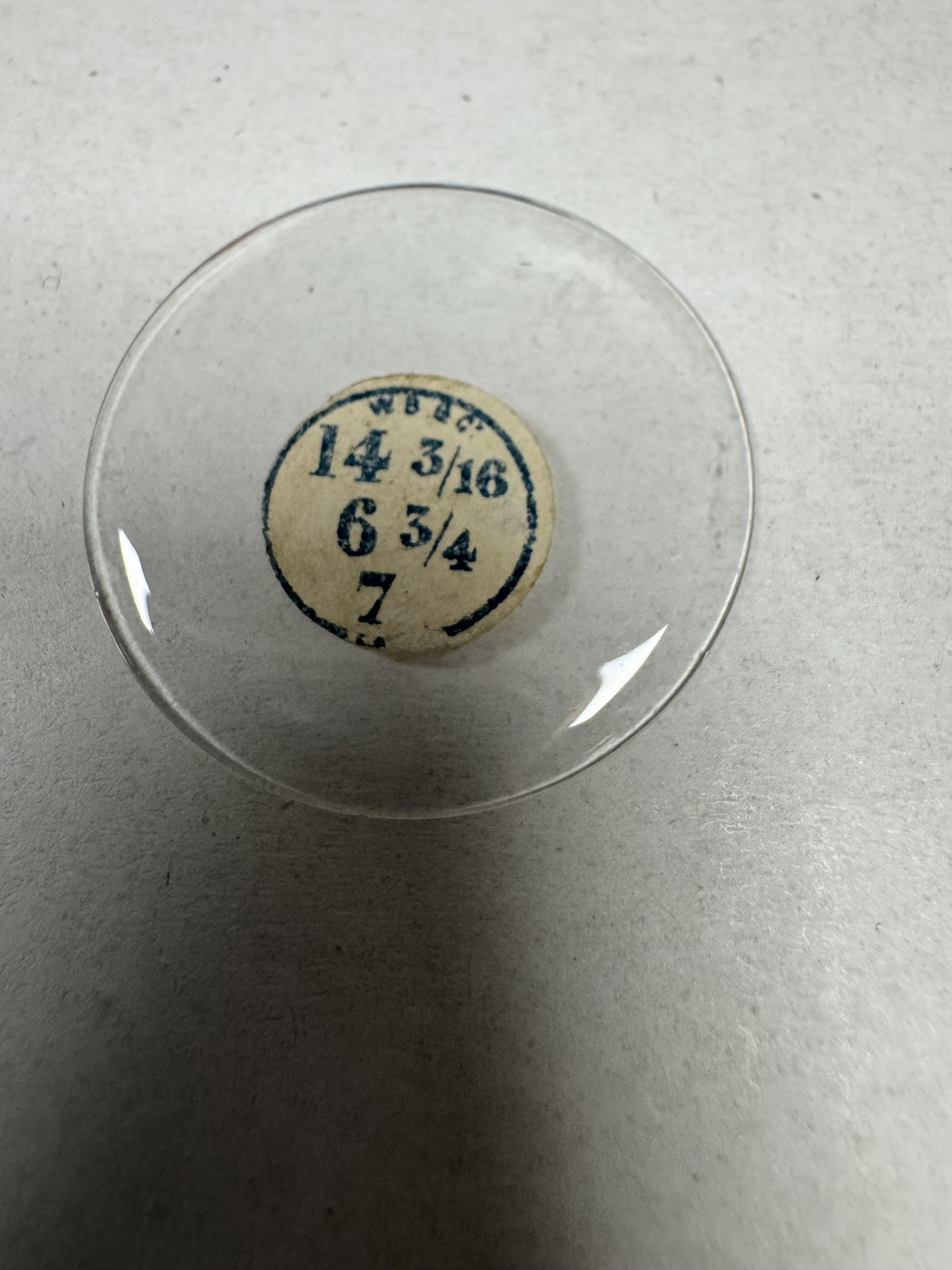 Vintage W.B.&C Pocket Watch Glass Crystal Domed 32.04mm 14 3/16 6 3/4 7 Clear