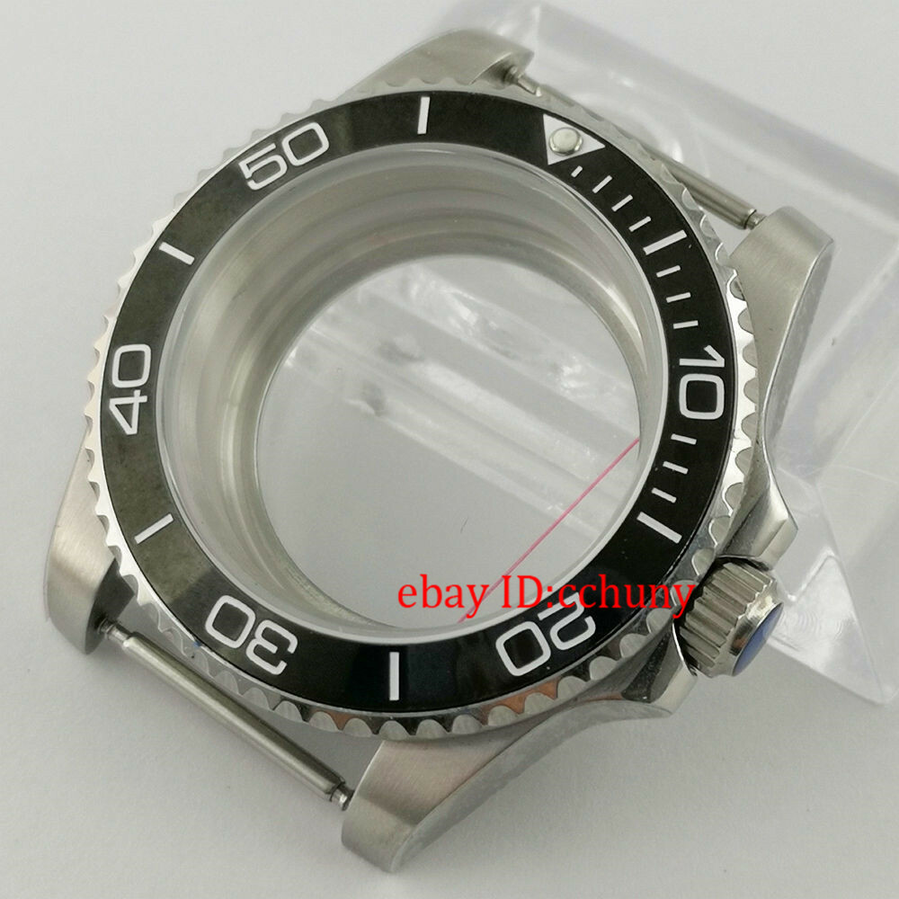 40mm sapphire Watch Case Black Ceramic Bezel Fit NH35 NH36 NH35A 36A Movement