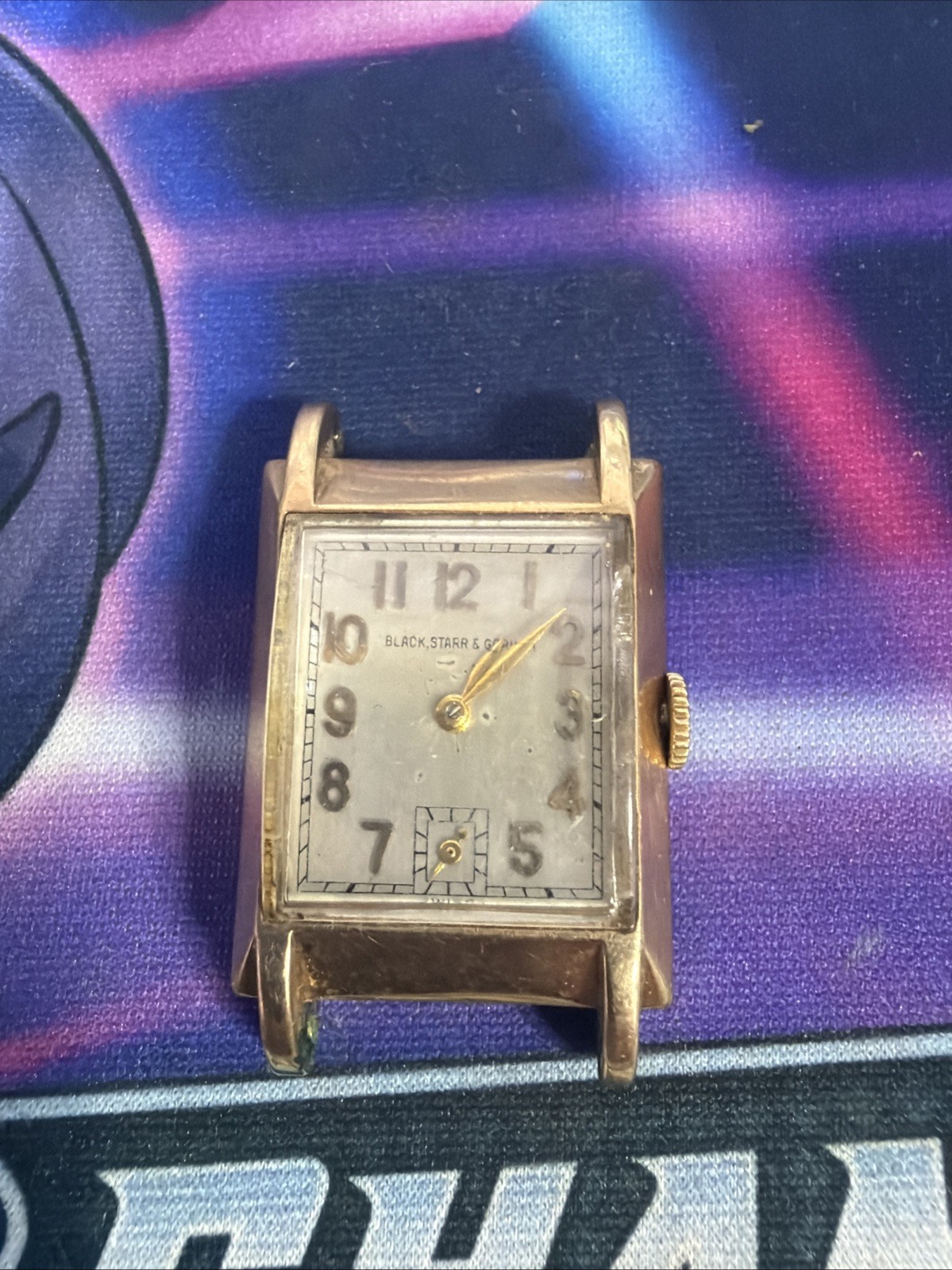 IWC Black Starr & Gorham Vintage Solid 14k Gold Art Deco Wrist Watch 24mm Runs