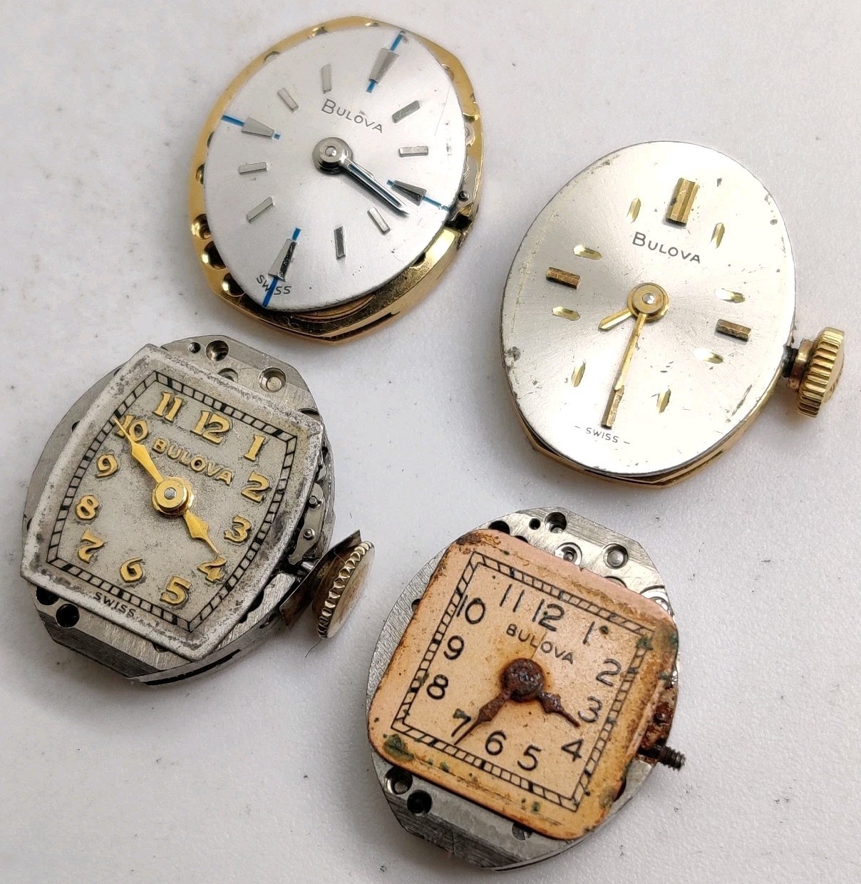 Lot Of 4 Bulova 5BD 5AB movements Run For Repair