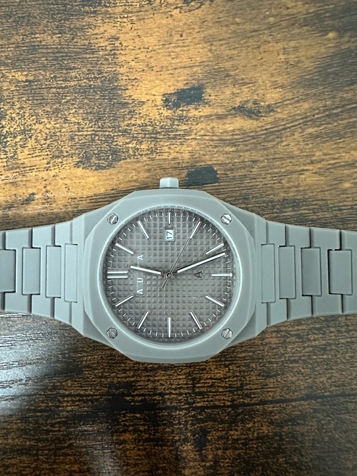 AURA Polycarbonate Grey Quartz Watch 40mm Matte Octagonal Bezel