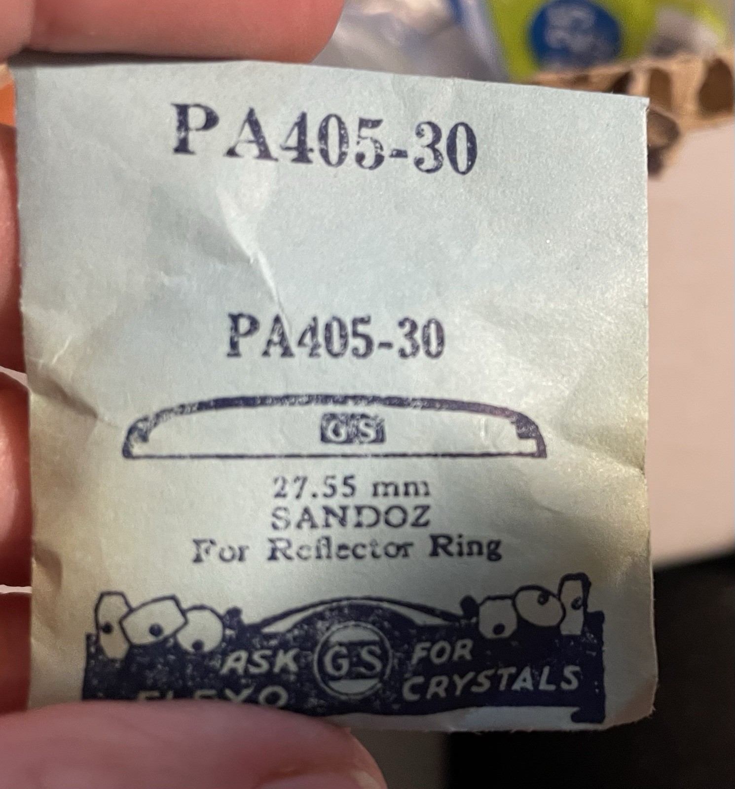 GS PA405-30 Watch Crystal Fit Sandoz – 27.55 mm – Factory Replacement / Repair