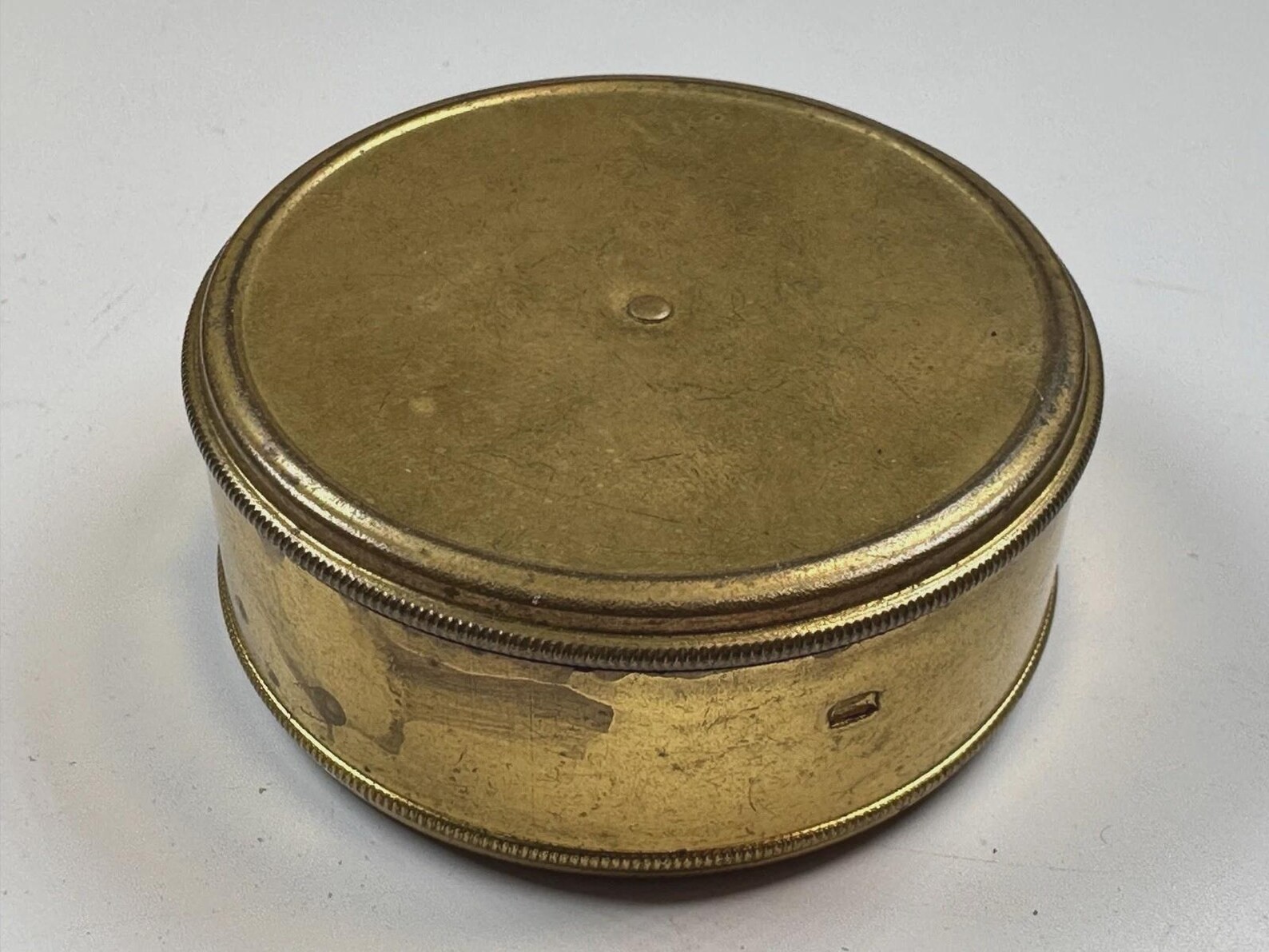 American Waltham Watch Co Brass Pocket Watch Movement Storage Tin Label Empty