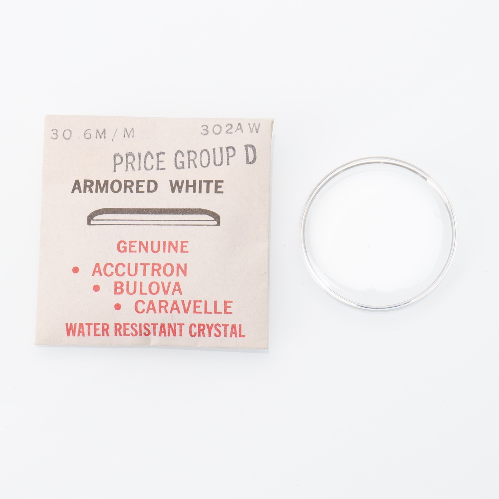 Original Genuine Bulova 302AW Acrylic Clear Crystal 30.6mm Watch Part (C1D11)