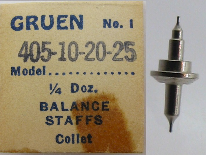 Gruen Watch Movement 405 406 .. balance staff 723 virole hairspring waist 0.4 mm