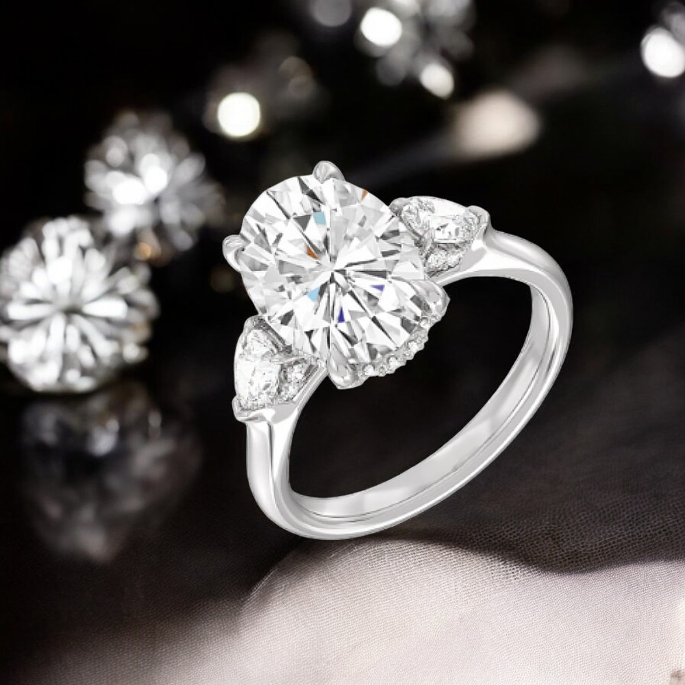 Diamond Ring 950 Platinum Semi Mount Setting Oval Cut Size 6 7 8 1 Carat