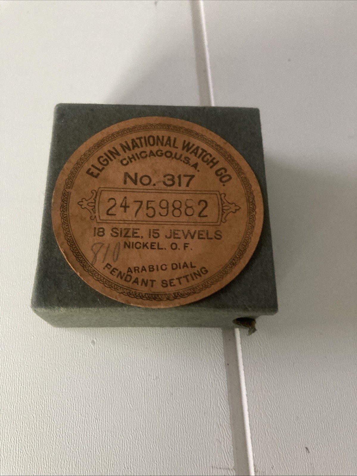 Elgin National Watch Co Pocket Watch Movement Holder Container 12S EMPTY