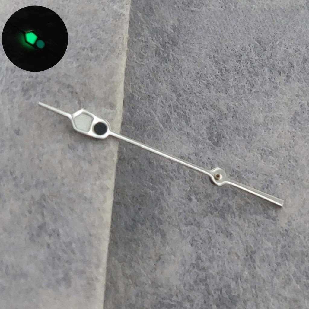 13mm Silver Black For NH35 NH36 7S26 7S36 4R35 4R36 Watches C3 Green Luminous