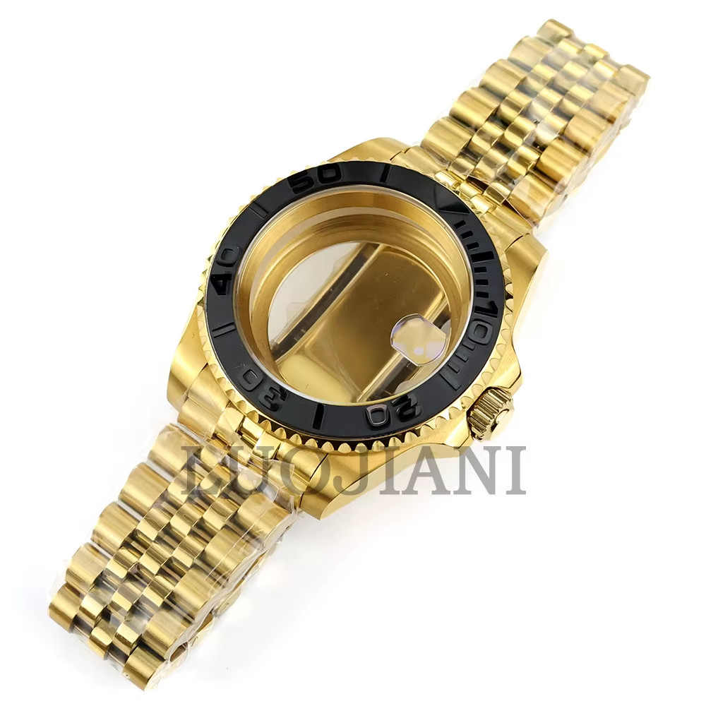 40mm Jubilee Gold Watch Case Sapphire Glass Fit Yacht-Master NH34 NH35 NH36
