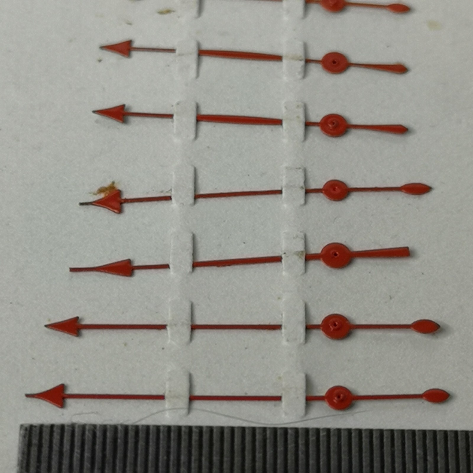 Watch Hands Parts Card of Red Sweep Seconds Hands Mixed Lengths (CZ7)
