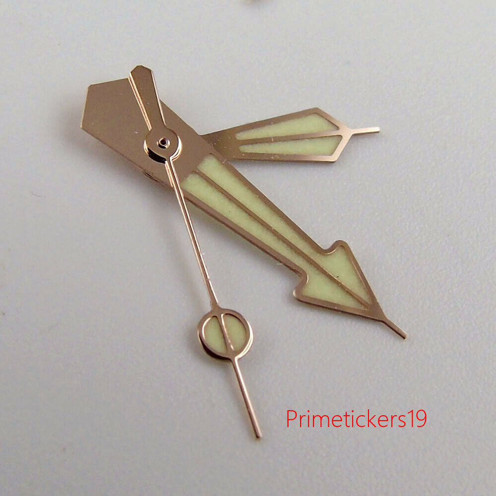 Silver/Rose Golden Edge Watch Hands Needles Green Luminous Fit for NH35A NH36A
