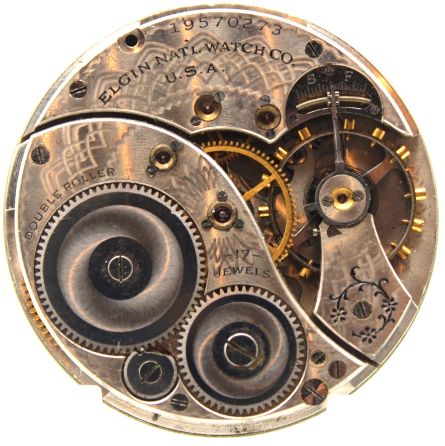 1917 ELGIN POCKET WATCH MOVEMENT 19570273 GRADE 345 12s 17j (JM2)