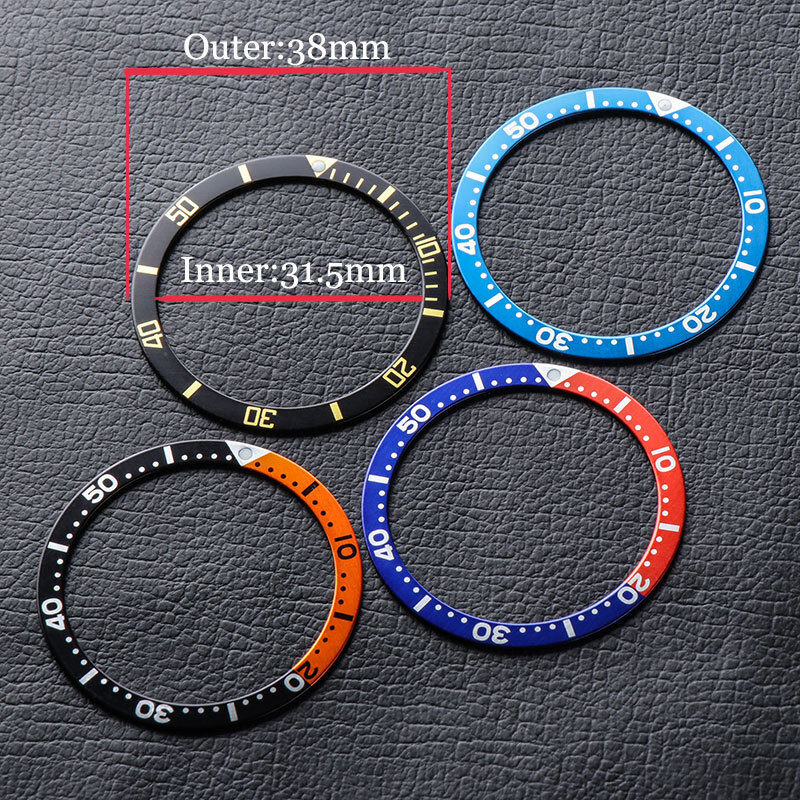 38mm*31.5mm Flat Watch Bezel Insert Aluminum/Ceramic/Steel Fit For SKX007 009