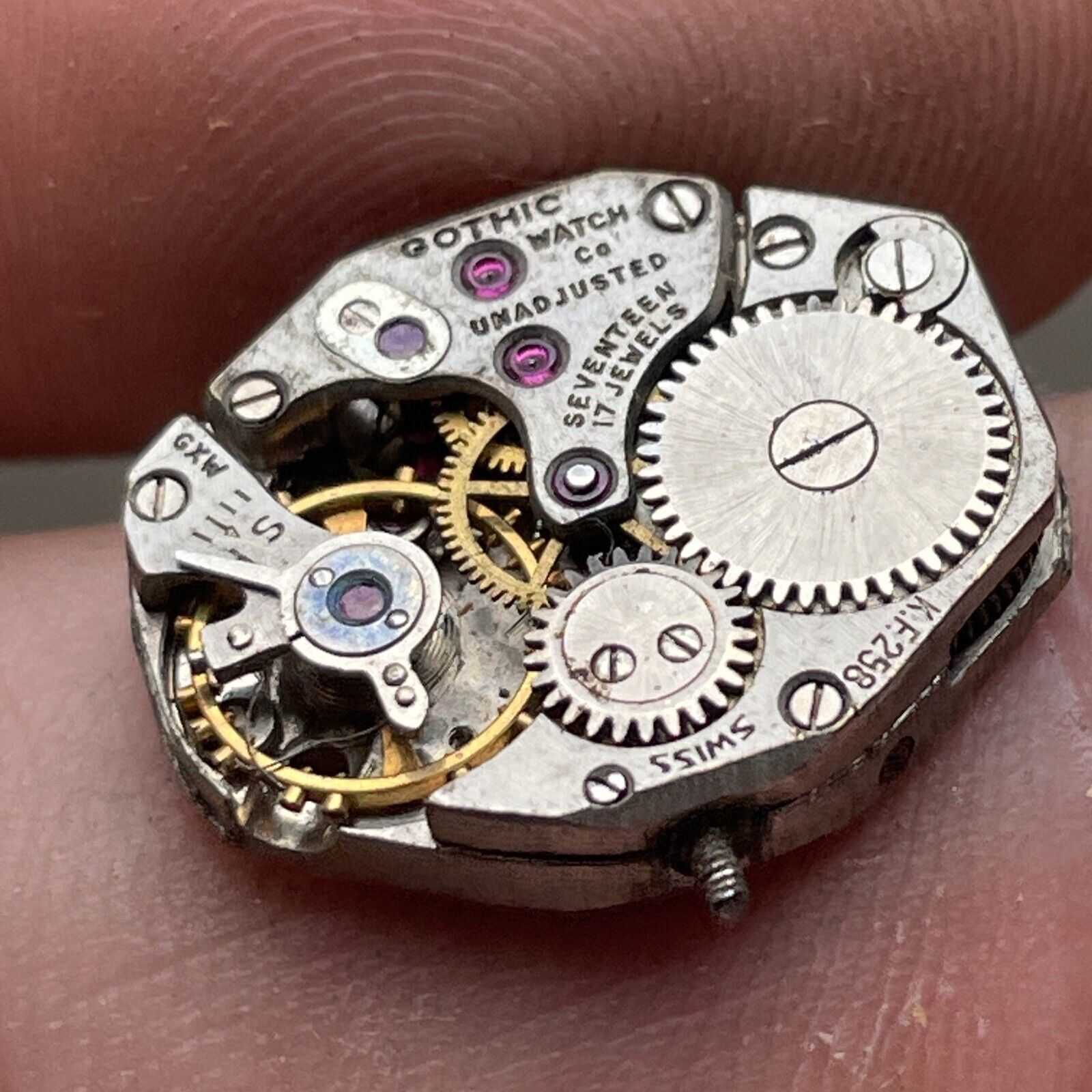 VTG Gothic Watch Co. 17 Jewels Unadjusted Swiss Movement KF258