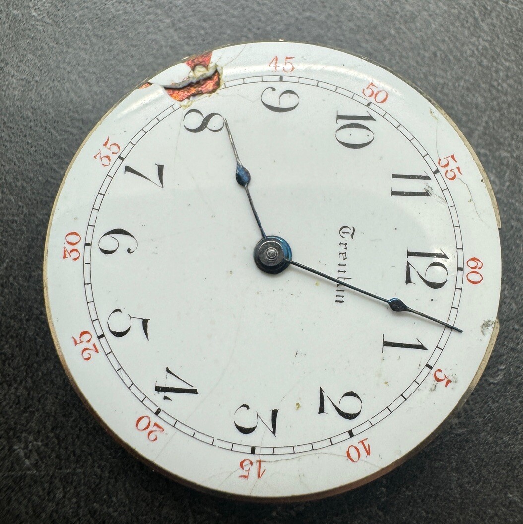 Vintage Trenton GRADE 100 0S 7J Pocket WATCH MOVEMENT-for Repair