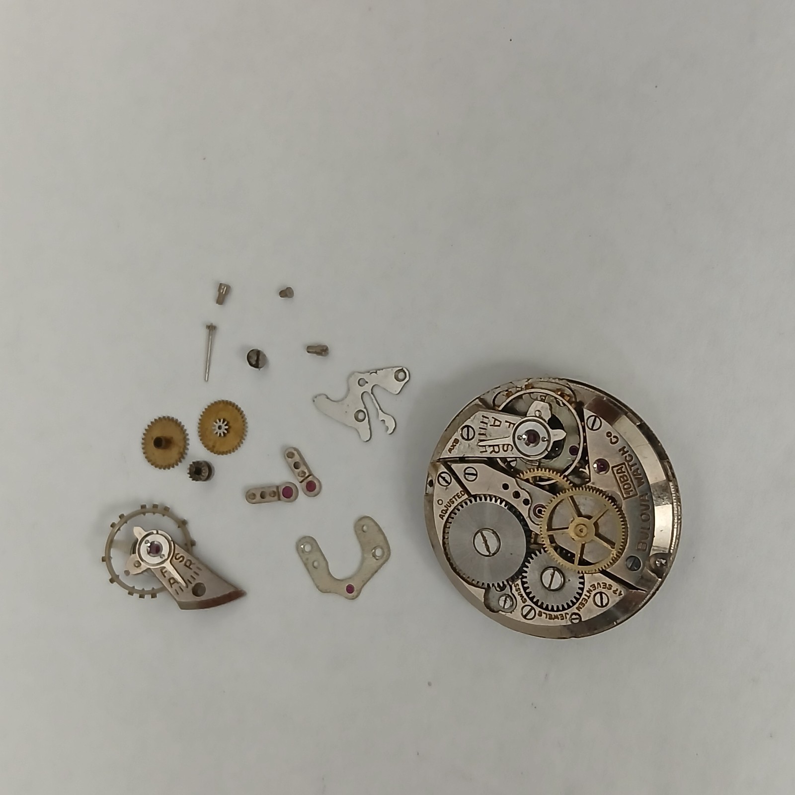 BULOVA 10BA 17J Movement & Parts For Repair Or Parts