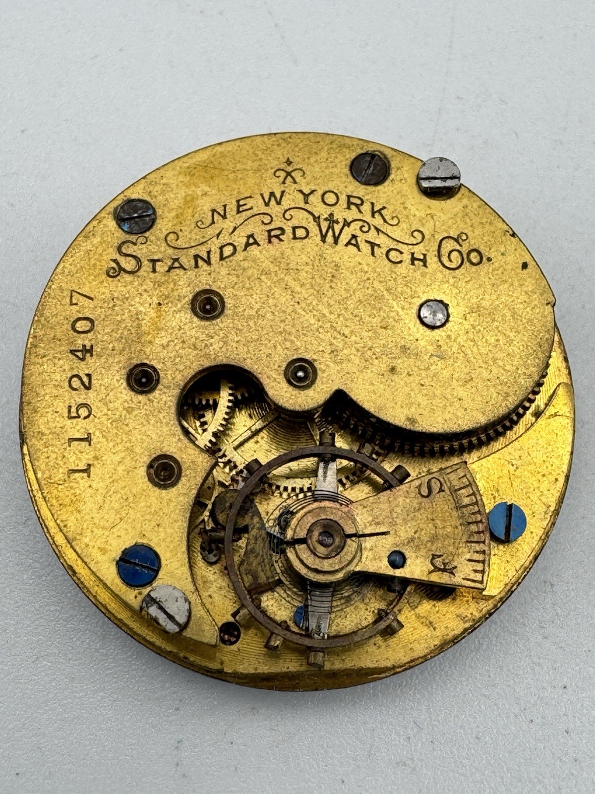 Vintage New York Standard 6s 7J Grade 44 Pocket Watch Movement Parts Or Repair