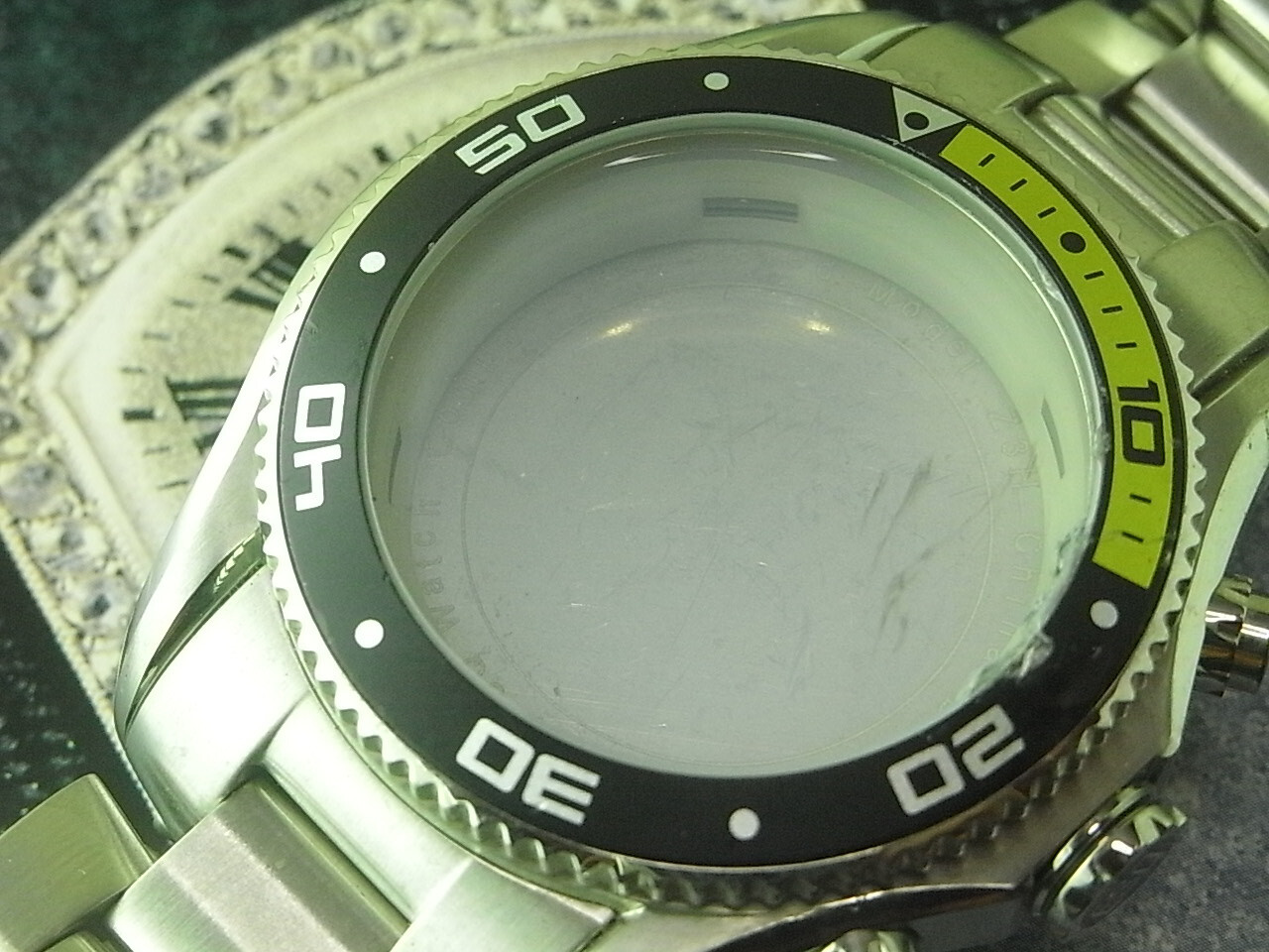 Defective NOS 40MM ESQ BY MOVADO DIVER CASE WITH 22MM SS WATCH BAND BRACELET