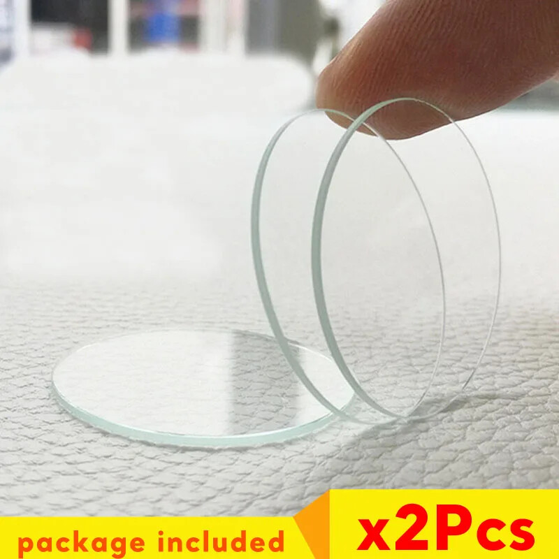 2Pcs Round 40mm-56mm Thickness 1.5mm Flat Watch Crystal Mineral Watch Glass Lens