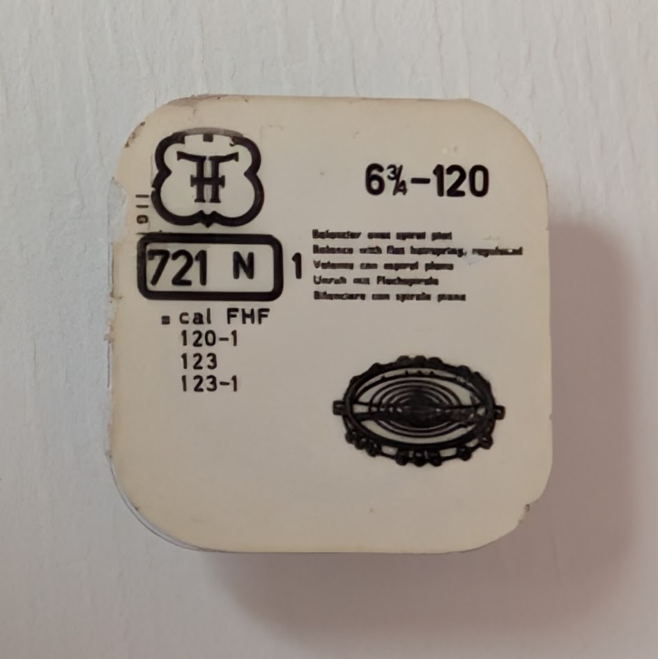 FHF 721N Balance Wheel Complete for 120-1, 123, 123-1 Caliber NOS Swiss
