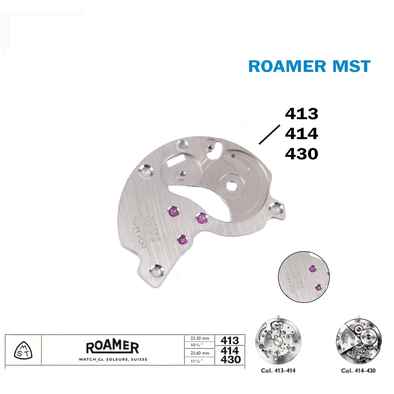 ROAMER MST Spare Part For Swiss Movement 413 or 414 or 430.
