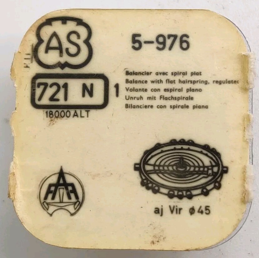 NOS AS 976 1012 Balance Complete Incabloc No. 29m No. 532m 721n