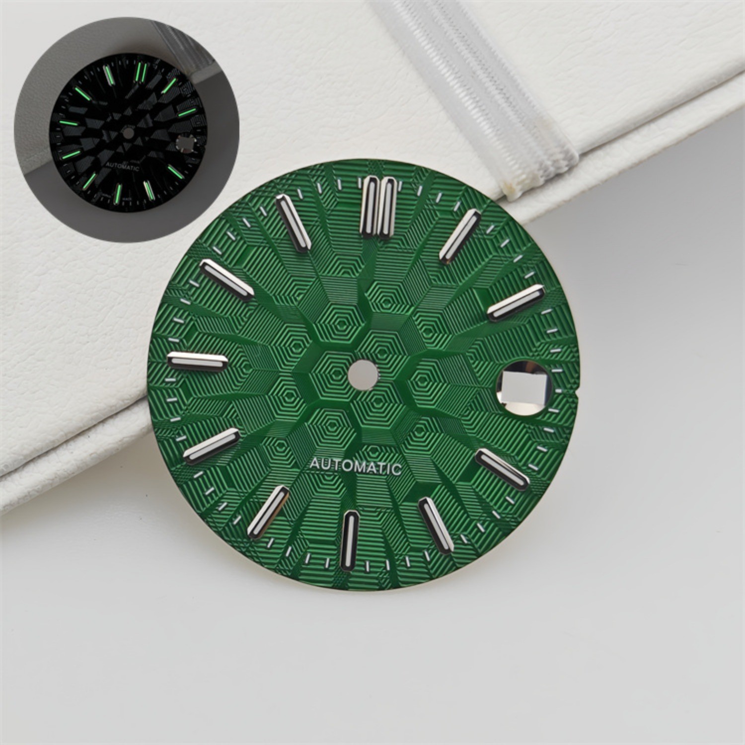 NH35 Dial 28.5mm Architectural Dial Green Luminous DIY for NH35/NH36 Movement