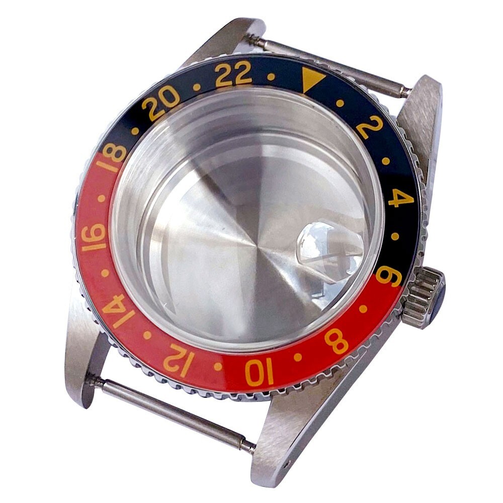 Tandorio New 38mm Mod Red Black Glass Bezel Sapphire NH34 NH35 Diver Watch Case