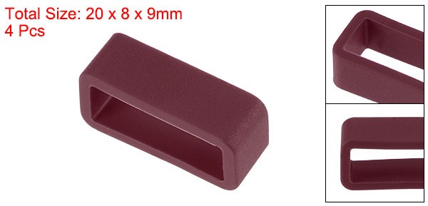 Watch Band Strap Loops Silicone for 16mm Width Watch Band, Wine Red 4 Pcs