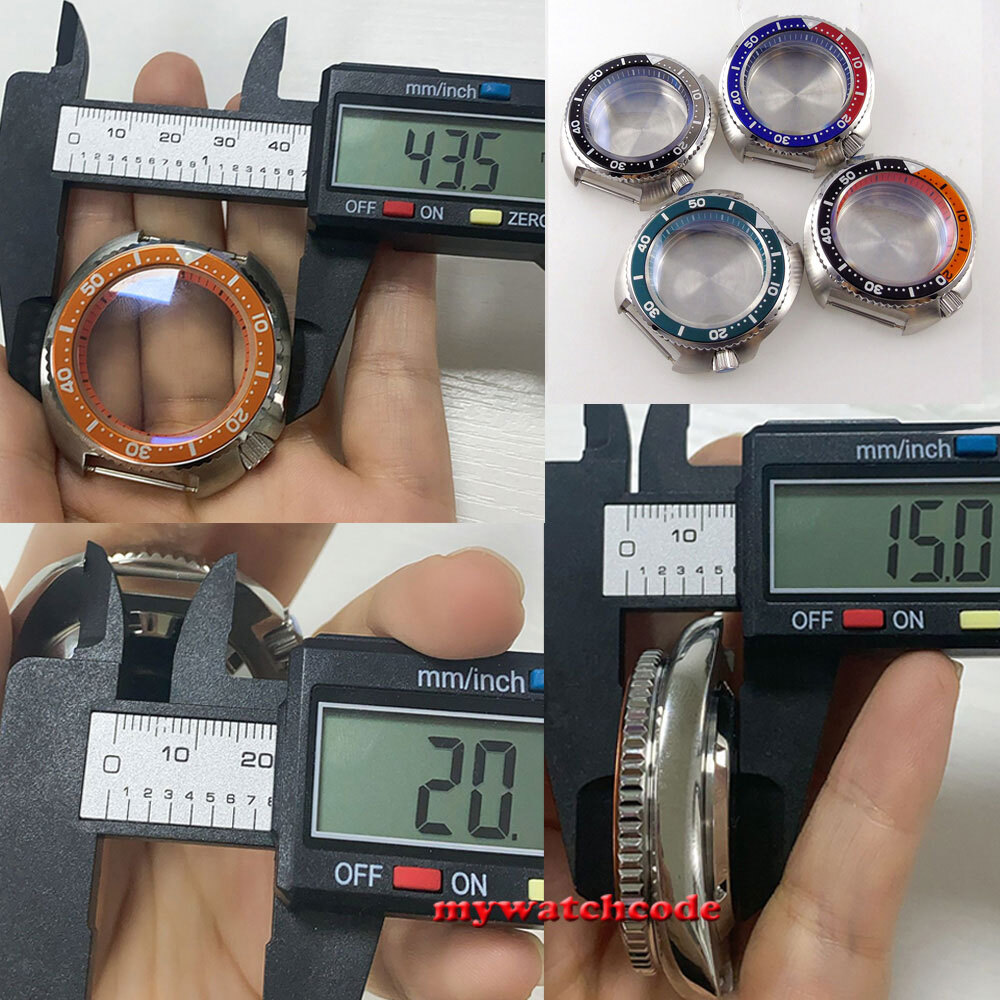 43mm Sapphire glass automatic Turtle Watch Case Fit NH35 NH36 Movement