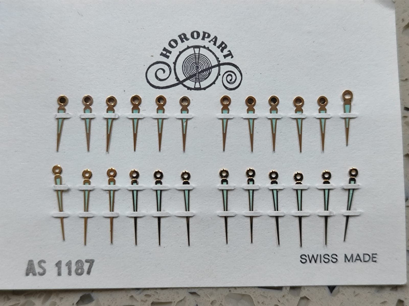 Vintage AS 1187 Wind Movement Part Lot Set hands Gold Swiss Original NOS