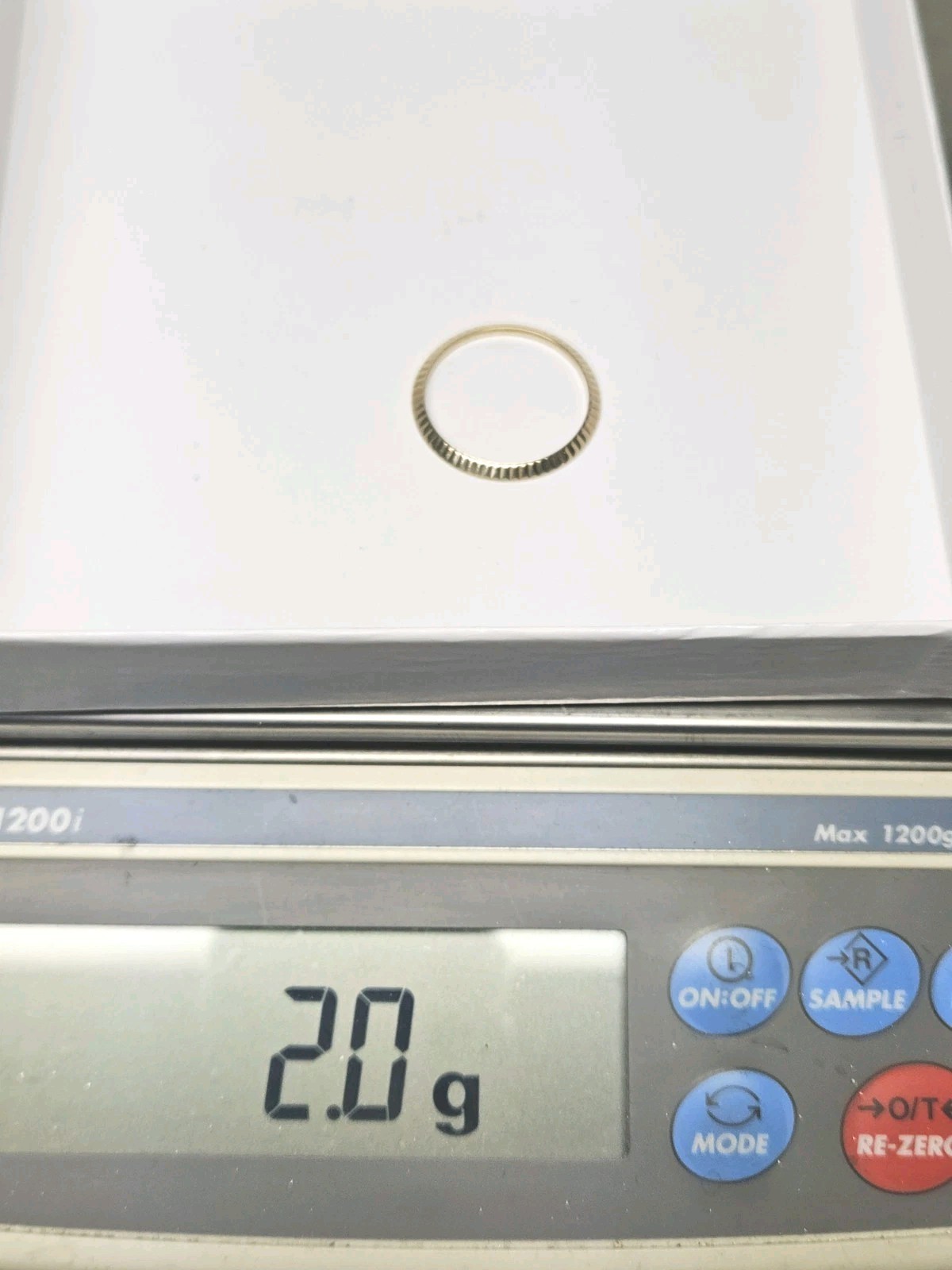 14K Yellow Gold Fluted Watch Bezel 25mm Outer 21mm Inner Diameter Repair Part