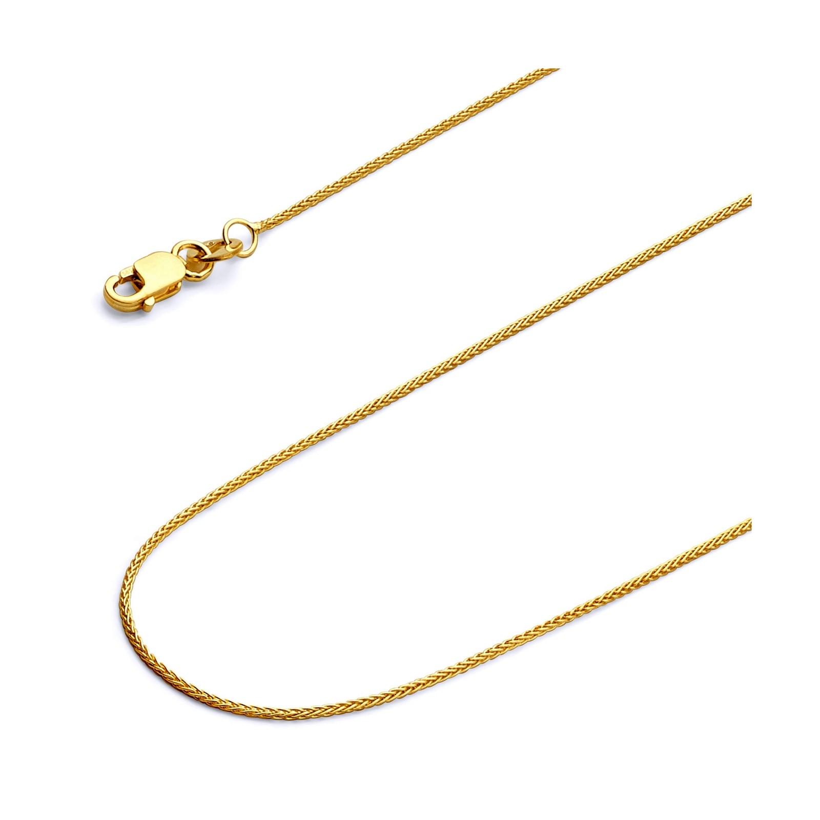 14k REAL Yellow/White/Rose Gold Solid 1.5mm, 1.2mm, 1mm Braided Wheat Chain N…