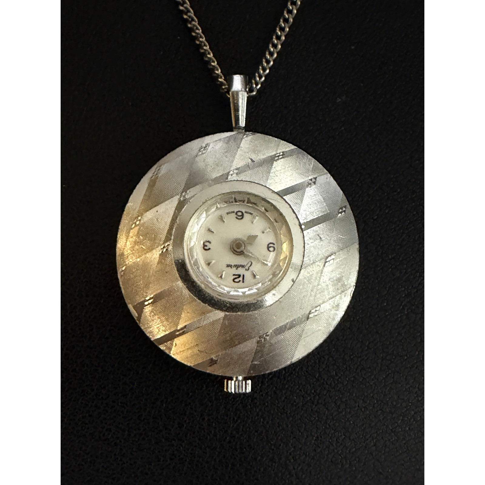 Vintage Watch Necklace Signed Endura Silver Tone READ